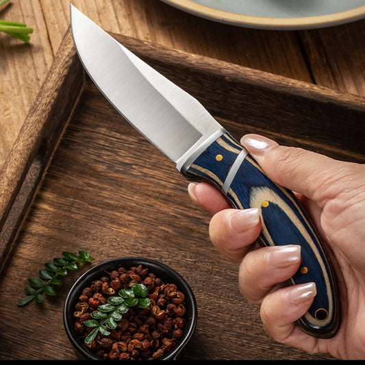 Faca Multiuso em Aço Inoxidável 7.5" – Camping, Churrasco e Cozinha