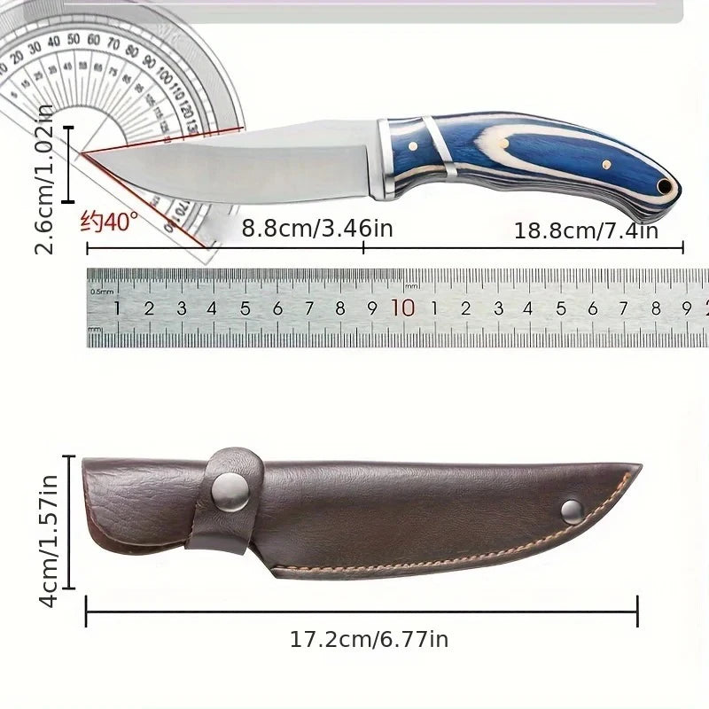 Faca Multiuso em Aço Inoxidável 7.5" – Camping, Churrasco e Cozinha